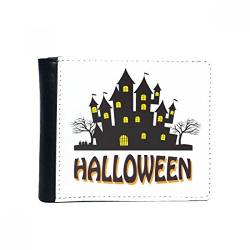 DIYthinker Happy Halloween Horror Castle Flip Bifold Kunstleder Geldbörse Multifunktions-Karten-Geldbeutel-Geschenk von DIYthinker