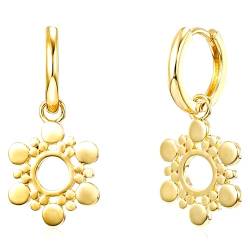 DJADEE Ohrringe Creolen Damen Gold 750, 18 Karat vergoldet Blume Wasserfest Hypoallergen 18K gestempelt von DJADEE