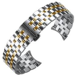 DJDLFA Präzisionsstahl-Uhrenarmbandkette für Tissot T122 Carson Zhenme 1853 Herren T122410a T122407A T122207A Armband 20 mm(Intermediate gold) von DJDLFA