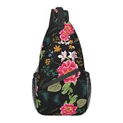 Hawaii Tropical Flower Sling-Rucksack, vielseitig einsetzbar, für Reisen, Wandern, Tagesrucksack, Seil, Umhängetasche für Damen und Herren von DJNGN