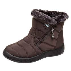 DKLOVIFU Schnürstiefel Damen Winter Boots Damen Damen Schnürboots Damen Stiefeletten Absatz Damen Absatz Stiefeletten Boots Braun Stiefeletten Damen Perlen von DKLOVIFU