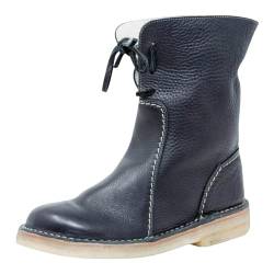 DKLOVIFU Stiefeletten Damen Braun Winter Stiefeletten Damen Gefüttert Damenstiefel Schwarz Graue Stiefeletten Damen Flach Schnürboots Schwarz Damen Schnee Stiefeletten Damen Stiefelette 40 Damen von DKLOVIFU