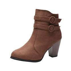 DKLOVIFU Winter Boots Women Braune Stiefel Damen Damen Boots Winter Gefütterte Stiefel Kurze Stiefeletten Damen Stiefelette Damen Hellgrau Stiefeletten Damen Sommer Absatz von DKLOVIFU