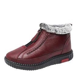 DKLOVIFU Winter Boots Women Stiefeletten Für Damen Stiefeletten Damen Leder Winter Boots Women Gefüttert Schuhe Stiefeletten Damen Schnürboots Damen Winter Plateau Stiefeletten Damen Weiss von DKLOVIFU