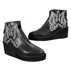 DKLOVIFU Womens Boots Regen Stiefeletten Damen Stiefeletten Damen Leder Stiefeletten Damen Schwarz Lack Damen Schnürboots Gefüttert Stiefeletten Damen Mit Absatz Winter Stiefelette Damen Dunkelbraun von DKLOVIFU