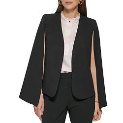 DKNY Damen Cape-Jacke mit offener Vorderseite Übergangsjacke, Schwarz, XL von DKNY