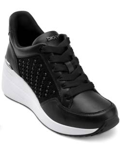 DKNY Damen Everyday Cushioned Insole Kalinda Stones Wedge Sneaker, Schwarz/Schwarz, 41 EU von DKNY