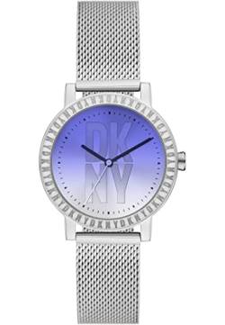 DKNY Damenuhren Soho D, QuarzDreizeiger Uhrwerk, 34MM Silbernes Edelstahlgehäuse mit Edelstahlarmband, NY6652 von DKNY