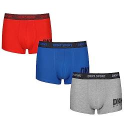 DKNY Mens Cotton Rich Boxers - Multipack of 3 Boxershorts, Lead/Atomic Blue/Spotlight, von DKNY