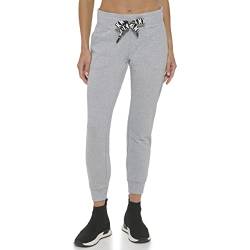 DKNY Women's Fitted Joggers Sweatpants, Pearl Grey Heather, X-Groß von DKNY