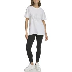 DKNY Women's Rhinestone Medallion T-Shirt, White, XL von DKNY