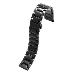 DKWOIS Kompatibel mit Rossini Armani-Armband, helles universelles Keramik-Uhrenarmband, Uhrenkette, 14 mm, 16 mm, 17 mm, 18 mm, 20 mm, 22 mm, Herren- und Damenarmband(Noir,19mm) von DKWOIS