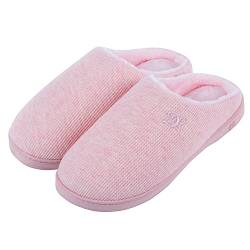 DL Hausschuhe Damen aus Rückstellschaum Winter Wärme Pantoffeln für Frauen Kuschelige Plüsch Slippers Flanell Gefütterte Geschlossen Zehen Rutschfest Puschen Schlappen,Rosa,38/39 EU von DL