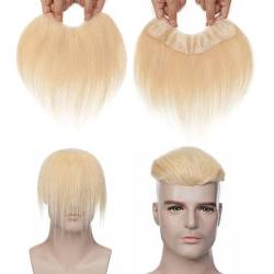 Toupet mit Stirnansatz für Männer, blondes Frontal-Haarteil für Frauen, Echthaar-Extensions, PU-Haut-Topper für Ersatzsysteme(#613,7 * 15cm) von DLKJCX