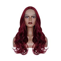 Synthetic Lace Front Wigs,99J Burgundy Wig Synthetic Lace Wigs for Women Body Wave Glueless Pre Plucked Hairline Wig with Baby Hair Heat Resistant Fiber,20inch von DLSEAN