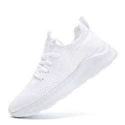 DLWKIPV Herrenschuhe, rutschfeste Laufschuhe, Tennis-Sneaker, leichte und atmungsaktive Freizeitschuhe, flache Jogging-Fitness-Sneaker, Herren-Turnschuhe, weiß, 43.5 EU von DLWKIPV