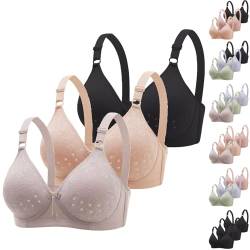 DMATAP 3er Pack BH Damen ohne Bügel Push Up BH BH mit verstellbarem Träger Frauen Weich Atmungsaktiv BH Set Große Brüste Klassische BH Set für Damen Bequemer Unterwäsche Bra für Alltag von DMATAP