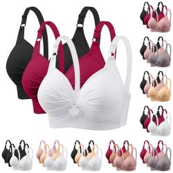 DMATAP 3er Pack BHS Damen Ohne Bügel Push Up BH Set Frauen Grosse Grössen Klassische BH mit verstellbarem Weich Atmungsaktiver Bequem BHS Set Bustier für Alltag Fitness Sport Outdoor von DMATAP