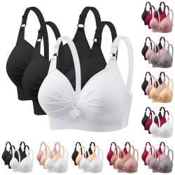 DMATAP 3er Pack BHS Damen Ohne Bügel Push Up BH Set Frauen Grosse Grössen Klassische BH mit verstellbarem Weich Atmungsaktiver Bequem BHS Set Bustier für Alltag Fitness Sport Outdoor von DMATAP