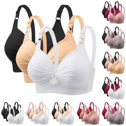 DMATAP 3er Pack BHS Damen Ohne Bügel Push Up BH Set Frauen Grosse Grössen Klassische BH mit verstellbarem Weich Atmungsaktiver Bequem BHS Set Bustier für Alltag Fitness Sport Outdoor von DMATAP