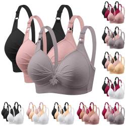 DMATAP 3er Pack BHS Damen Ohne Bügel Push Up BH Set Frauen Grosse Grössen Klassische BH mit verstellbarem Weich Atmungsaktiver Bequem BHS Set Bustier für Alltag Fitness Sport Outdoor von DMATAP