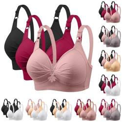 DMATAP 3er Pack BHS Damen Ohne Bügel Push Up BH Set Frauen Grosse Grössen Klassische BH mit verstellbarem Weich Atmungsaktiver Bequem BHS Set Bustier für Alltag Fitness Sport Outdoor von DMATAP