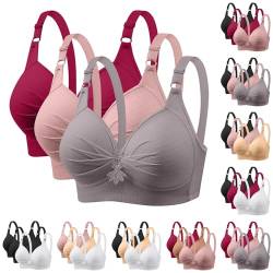 DMATAP 3er Pack BHS Damen Ohne Bügel Push Up BH Set Frauen Grosse Grössen Klassische BH mit verstellbarem Weich Atmungsaktiver Bequem BHS Set Bustier für Alltag Fitness Sport Outdoor von DMATAP