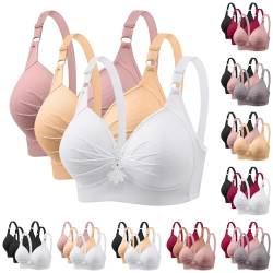 DMATAP 3er Pack BHS Damen Ohne Bügel Push Up BH Set Frauen Grosse Grössen Klassische BH mit verstellbarem Weich Atmungsaktiver Bequem BHS Set Bustier für Alltag Fitness Sport Outdoor von DMATAP