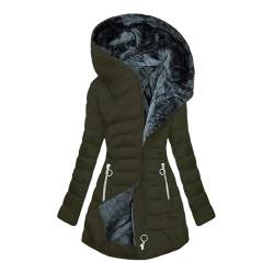 DMATAP Wintermantel Damen Warm Gefüttert Steppjacke Lange Elegant Damenmantel Winter Langarm Jacke mit Kapuze Winterparka Mantel Einfarbig Bequemes Sportjacke Winddicht Outdoorjacke von DMATAP