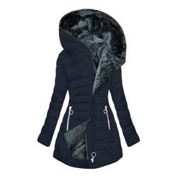 DMATAP Wintermantel Damen Warm Gefüttert Steppjacke Lange Elegant Damenmantel Winter Langarm Jacke mit Kapuze Winterparka Mantel Einfarbig Bequemes Sportjacke Winddicht Outdoorjacke von DMATAP