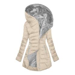 DMATAP Wintermantel Damen Warm Gefüttert Steppjacke Lange Elegant Damenmantel Winter Langarm Jacke mit Kapuze Winterparka Mantel Einfarbig Bequemes Sportjacke Winddicht Outdoorjacke von DMATAP