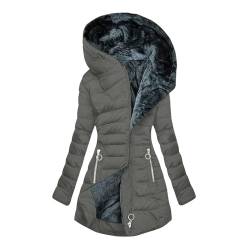 DMATAP Wintermantel Damen Warm Gefüttert Steppjacke Lange Elegant Damenmantel Winter Langarm Jacke mit Kapuze Winterparka Mantel Einfarbig Bequemes Sportjacke Winddicht Outdoorjacke von DMATAP