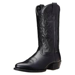 DMGYCK Cowboy Boots For Men Pointy Toe Western Boots Mid Calf Boots Men's Knee High Embroidered Chunky Heel Boot(Black,EU 40) von DMGYCK