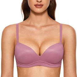 DOBREVA BH Damen ohne Bügel Push Up BHS Soft T Shirt Gepolstert Bustier Nahtlose Sleep Rauchrose 90D von DOBREVA