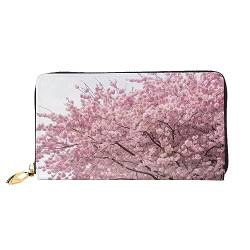 DOFFO Cherry Blossoms Tree Print Leder Brieftasche Für Frauen Geldbörse Slim Zip Telefon Kleingeld Geldbörse Clutch Kartenhalter Fall Brieftasche, Kirschblütenbaum, Einheitsgröße von DOFFO