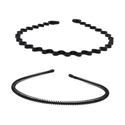 DOITOOL 2st Wellenförmiges Stirnband Für Männer Herren-stirnband Schwarze Elastische Haargummis Haarbürste Für Lockiges Haar Sport-stirnband Haarschmuck Temperament Mann von DOITOOL