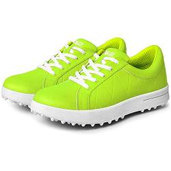 DONFAAUK Damen Golfschuhe, wasserdichte Wanderschuhe Leder Spikeless Golf Sport Sneaker Komfort Rutschfester Sport Athletik Trainer,Grün,39 EU von DONFAAUK