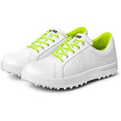 DONFAAUK Damen Golfschuhe, wasserdichte Wanderschuhe Leder Spikeless Golf Sport Sneaker Komfort Rutschfester Sport Athletik Trainer,Weiß,37 EU von DONFAAUK