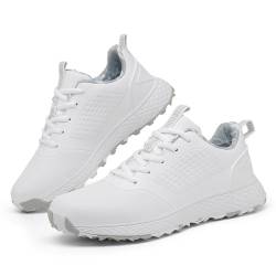 DONFAAUK wasserdichte Golfschuhe Damen Spikeless Golf Sport Sneakers Für Weibliche Mode Outdoor Schnürung Golfschuhe,Grau,38 EU von DONFAAUK