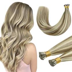 DOORES I Tip Haarverlängerungen, Hellbraun Hervorgehoben Mittelblond 50g/50s 60cm, ITip Haar Extensions Echthaar Haarverlängerung Hair Extensions Echthaar Cold Fusion für Frauen für langes Haar von DOORES