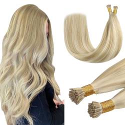 DOORES I Tip Haarverlängerungen Echthaar, Dreckiges Blond Highlights Bleichblond 50g/50s 50cm, I Tip Hair Extensions Echthaar Haarverlängerung Extensions Echthaar ITip Extensions von DOORES