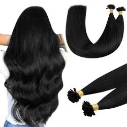 DOORES U Tip Extensions, 45cm 50g/50s, Jet Black Hot Fusion Human Hair Extensions, EchtHuman Hair Extensions Natürliche lange gerade Human Hair Extensions Remy Hair von DOORES