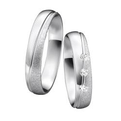 DOOSTI Ehering/Partnerring/Trauring FROSTED Silber 925/- hochwertiger Silberring – Damen und Herren Variante - mit Gratis Gravur (Ring mit Stein, 52) von DOOSTI