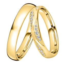 DOOSTI Trauring/Ehering/Partnerring - Silber 925/- Silber Ring - hochwertiger Silberring Gelbgold vergoldet- Damen und Herren Variante - Mit Gratis Wunschgravur (Ring ohne Zirkonia, 66) von DOOSTI