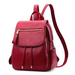 DORRISO Elegante Damen Klein Rucksack Leichte PU Leder Schulrucksäcke Klassische Süßer Tagesrucksack für Reisen Lässig Urlaub Täglich Outdoor Frauen Wasserdicht Rücksack Rot von DORRISO