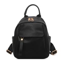 DORRISO Mini Damen Rucksack Leicht PU Leder Tagesrucksack Klassische Süßer Schulrucksack für Schule Reisen Lässig Urlaub Täglich Outdoor Mädchen Klein Daypack Schwarz von DORRISO