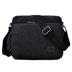 DORRISO Mode Umhängetasche Herren Schultertasche Canvas Schultertaschen Männer Casual Reise Bergsteigen Schultertasche Kuriertasche Schwarz A von DORRISO