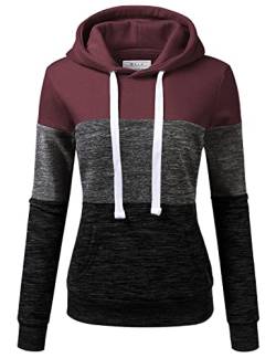 DOUBLJU Leichter Basic-Pullover, Oberteil, bequem, lässig, Kapuzen-Sweatshirt für Damenkleidung in Übergröße, D_Kastanienbraun, 2X von DOUBLJU