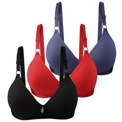 3er Pack BHS Damen Ohne Bügel Push Up BH Set Frauen Sexy Bustier Crop Top Sport-BHS Trainings-BH mit verstellbarem für Alltag Yoga Fitness Sport Outdoor, Push Up BH Unterwäsche von DRALOFAO