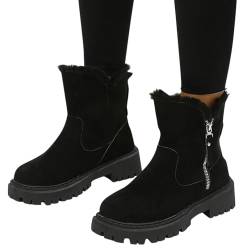 Schuhe Damen Herbst, Sale Angebote, Winterstiefel Damen, Gefüttert Warm Schneestiefel Boots Seitlicher Reißverschluss Winterboots Bequem Schlupfstiefel Knöchelhohe Damenstiefel Stiefel Winter Wasserdi von DRALOFAO